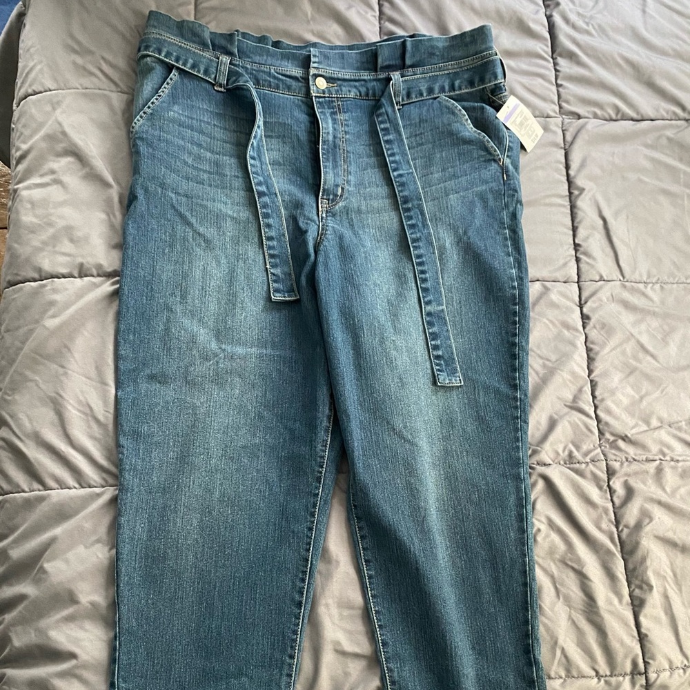 Energie Jeans Junior Plus Size 21 New with Tags Hi-Rise Waist with Tie Belt